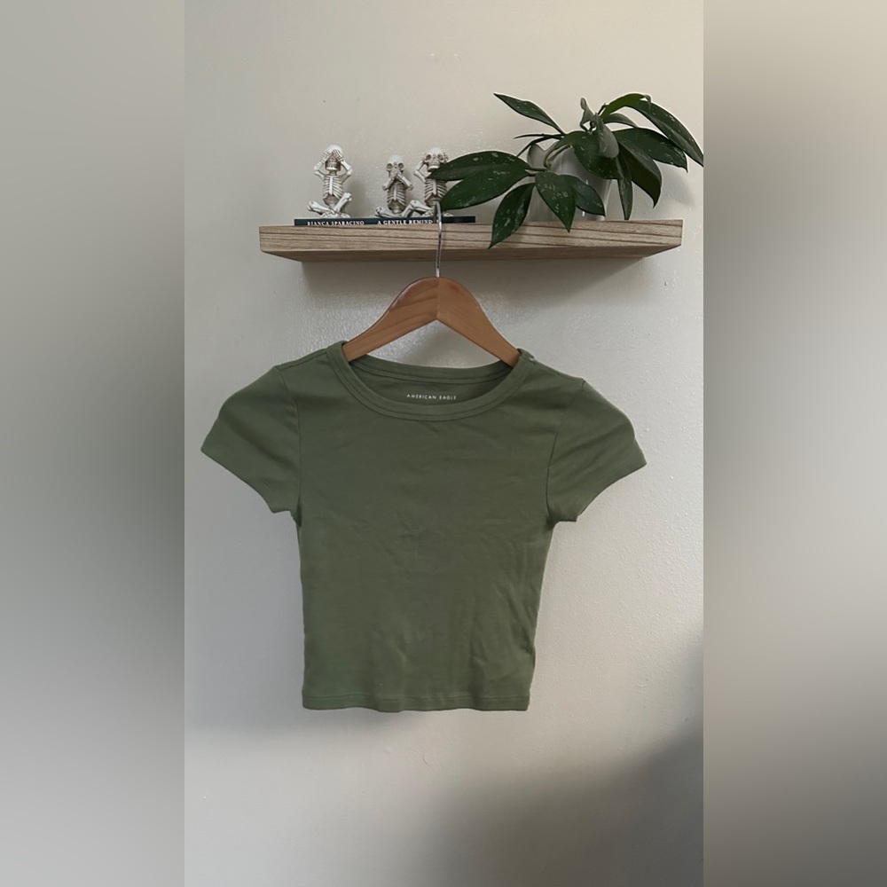 American Eagle Olive Green Baby Tee